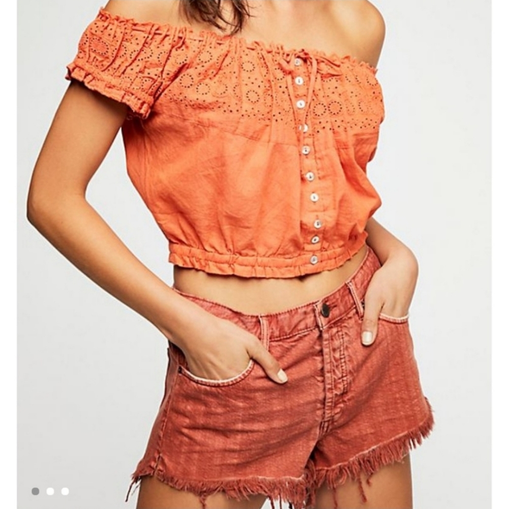 NWT Free People distressed denim shorts size 24
